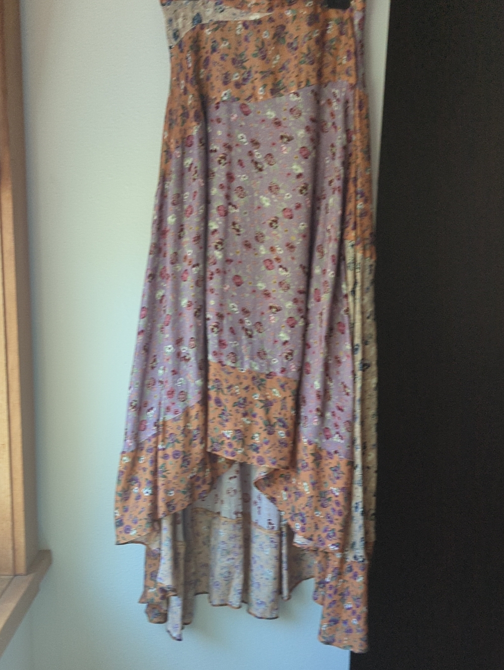 Daniel Rainn Lavender and Mustard Floral High-Low Skirt